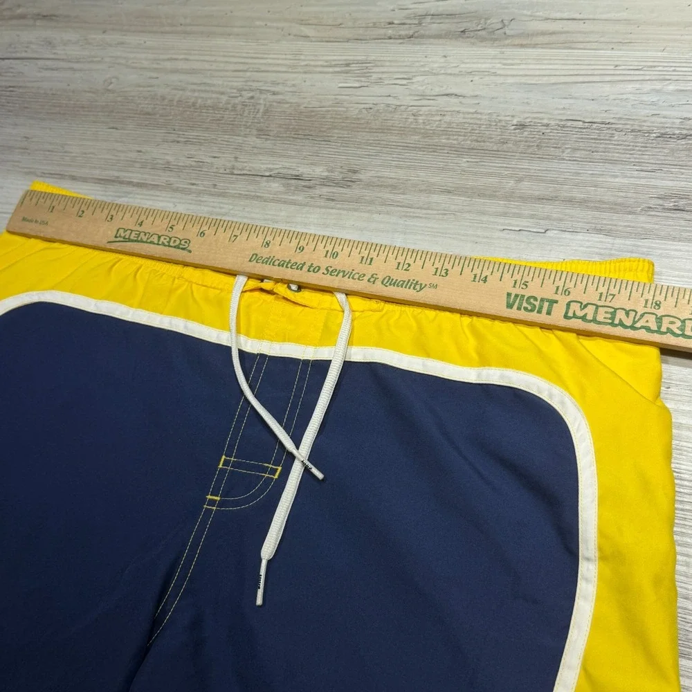 Vintage Y2K Nike Swim Trunks Mens Sz M Yellow Blue Lined Pocket Elastic Waist
